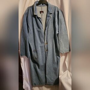 Vintage Ladys Sunbelt Blue Denim Jean Long Coat Ladys M/L